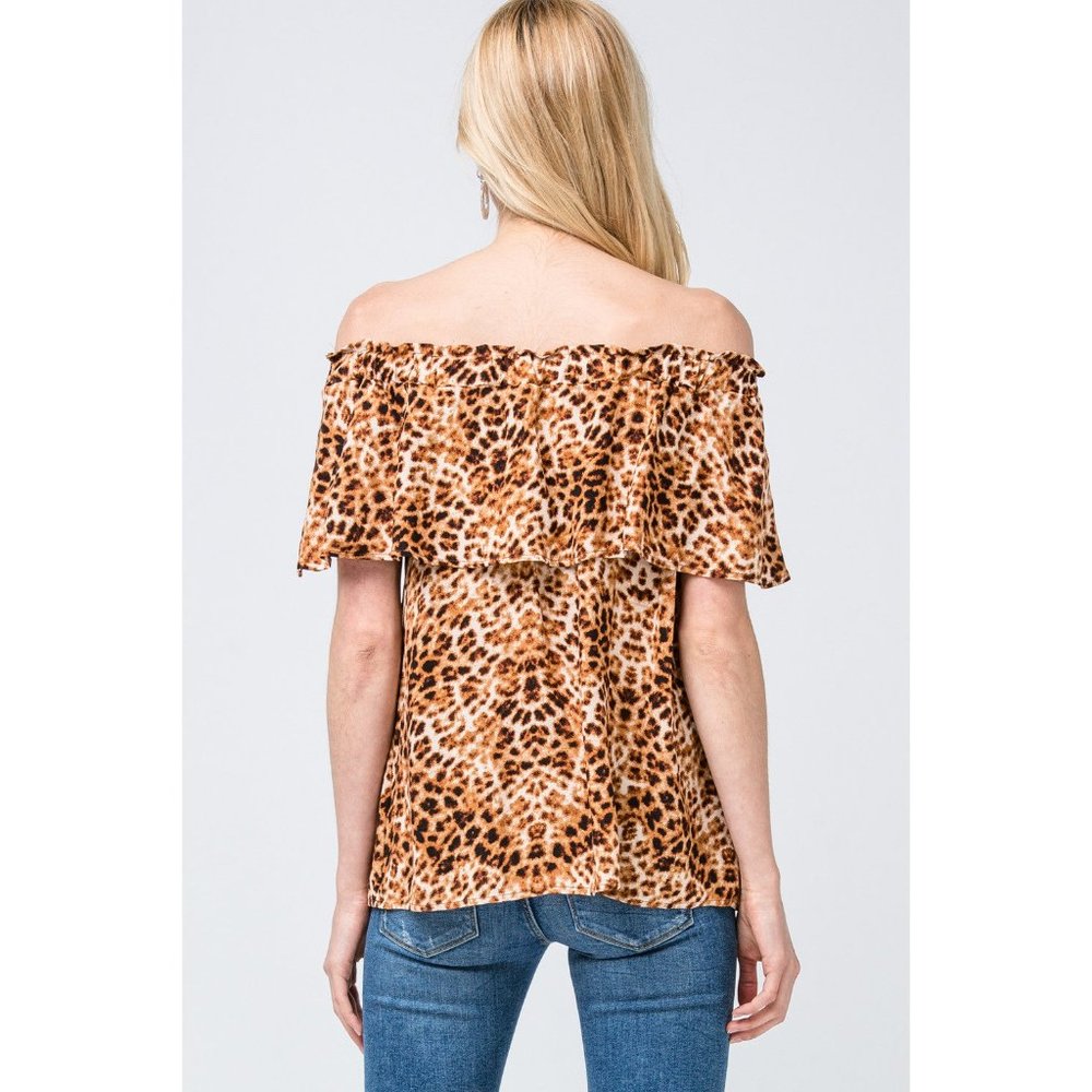 Entro Leopard Print Off The Shoulder Top - Picture 4 of 6